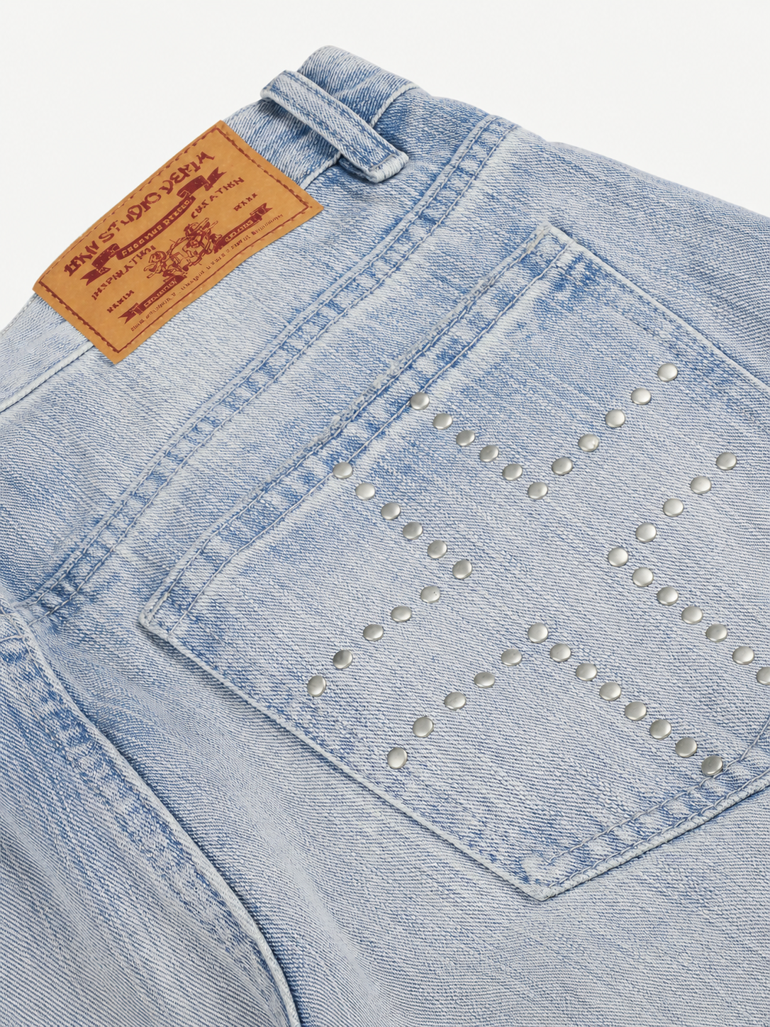 OYL-Lab Curved Seam Baggy Rivet Washed Jeans