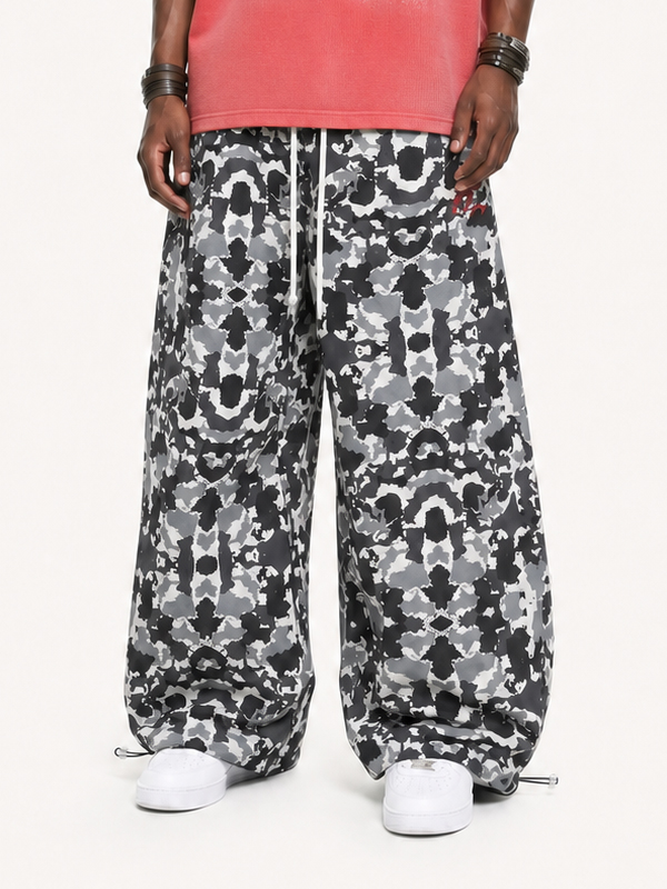 OYL-Lab Abstract Camo Print  Wide Leg Sweat Pants