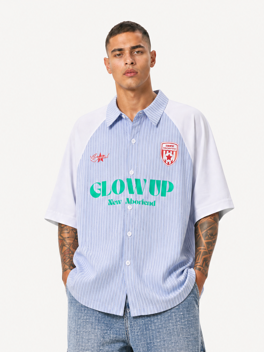 OYL-Lab  90s Varsity 94 Print Patchwork Shirt
