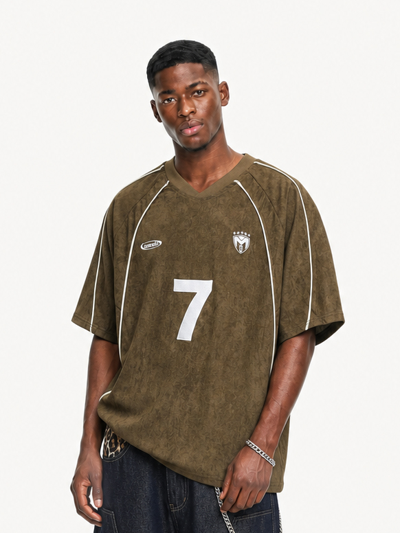 OYL-Lab Suede Soccer Jersey #7 V Neck Tee