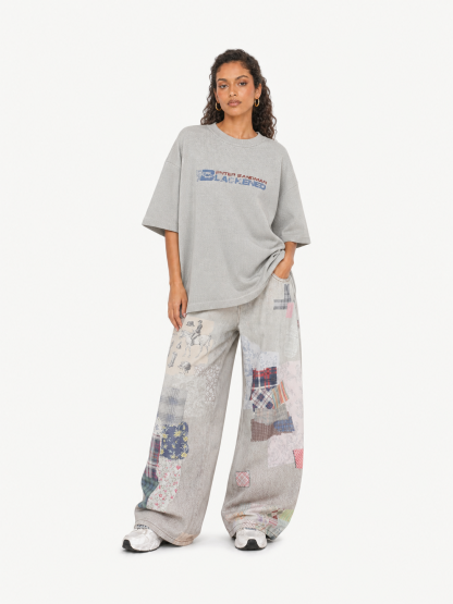 OYL-Lab Waffle Rib Distressed Letter Print Tee
