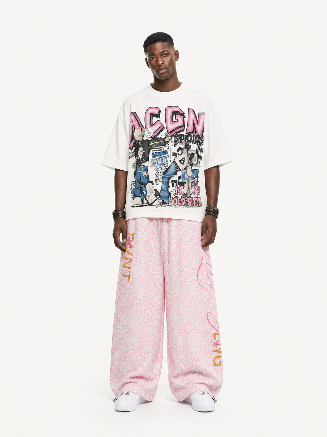 [Copy]OYL-Lab Faux Denim Vintage Patchwork Print Pants