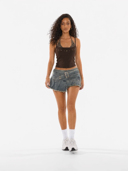 OYL-Lab Women's Leopard Rivet Cami Top