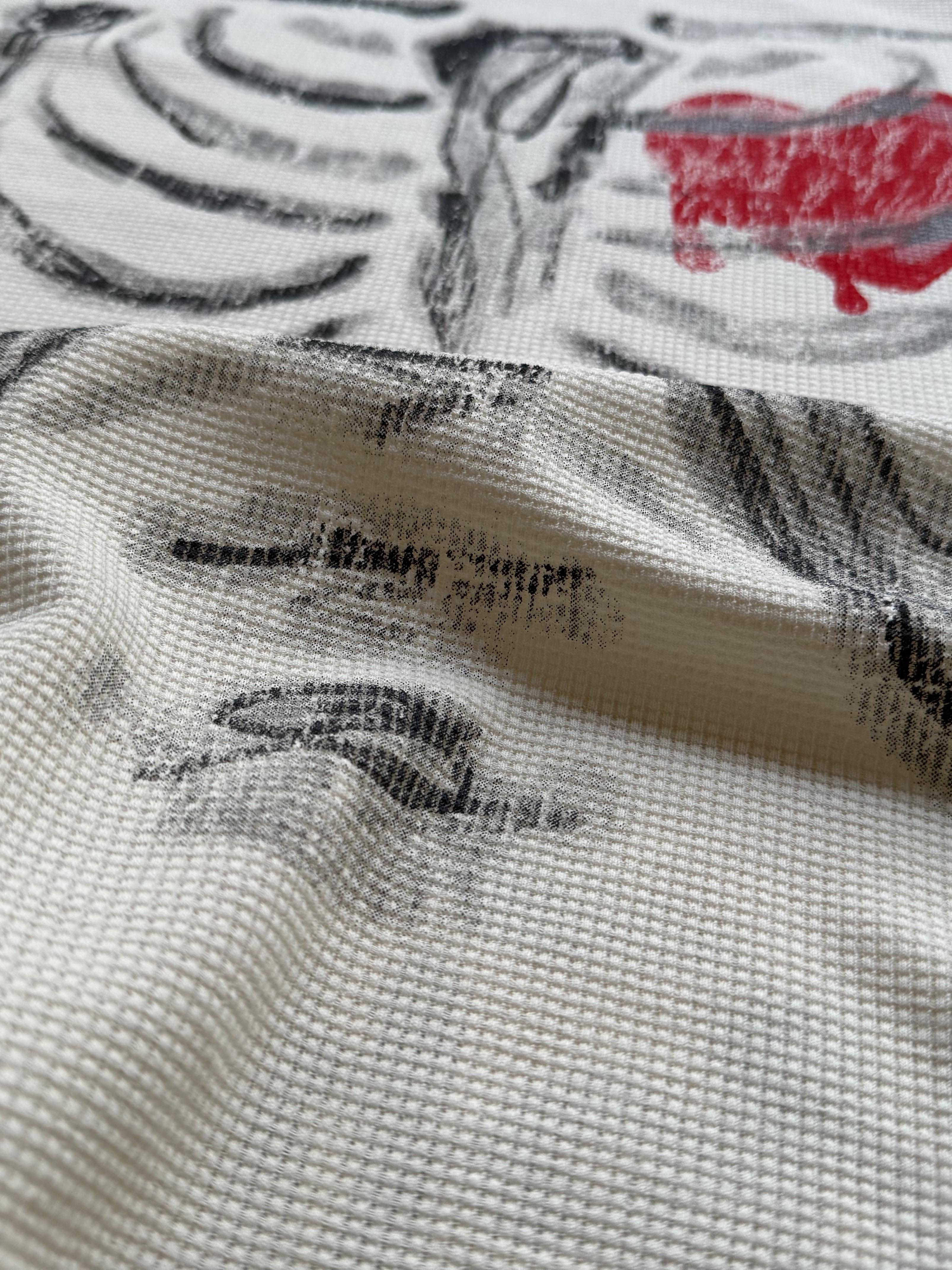 OYL-Lab Waffle Knit Skeleton Heart  Tee