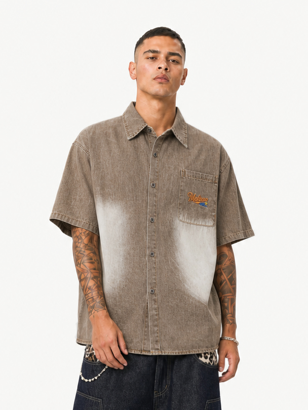 OYL-Lab Gradient Bleach Washed Short Sleeve Shirt