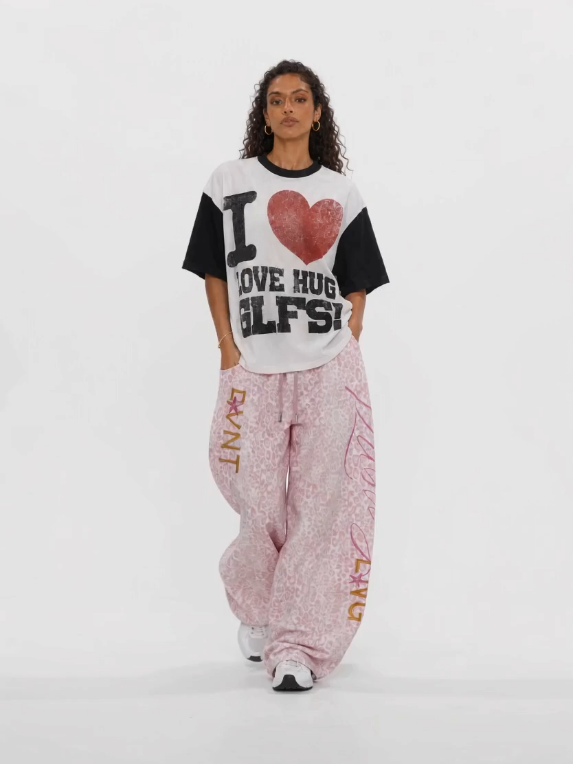 OYL-Lab Vintage Heart Slogan Waffle Tee