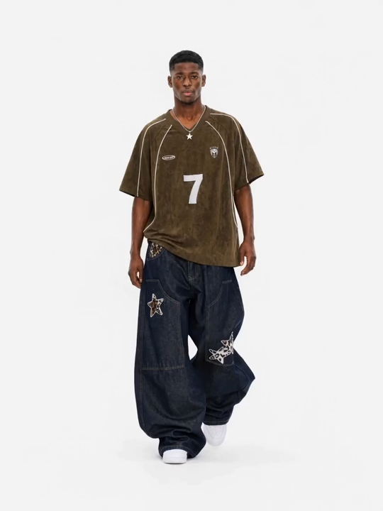 OYL-Lab Suede Soccer Jersey #7 V Neck Tee