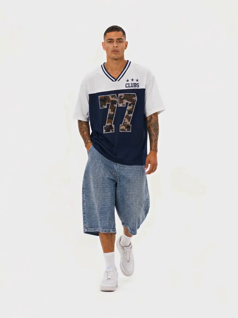 OYL-Lab  Color Block 77 Camo Number Jersey Tee