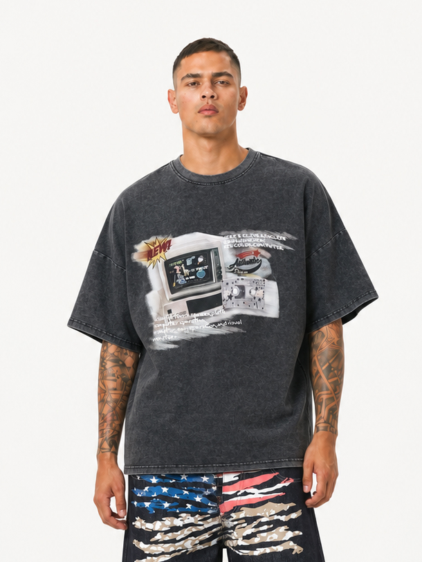 OYL-Lab Wash  Retro Computer Tape Print Tee