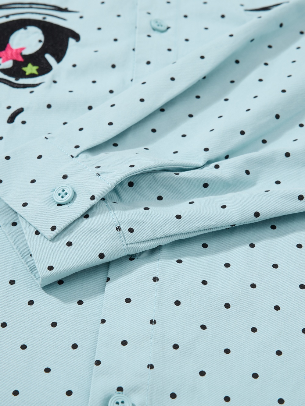 OYL-Lab Polka Dot Anime Embroidery Long Sleeve Shirt