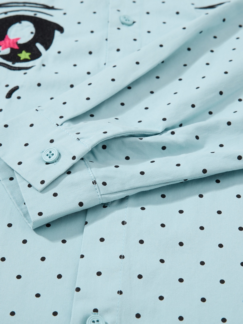 OYL-Lab Polka Dot Anime Embroidery Long Sleeve Shirt