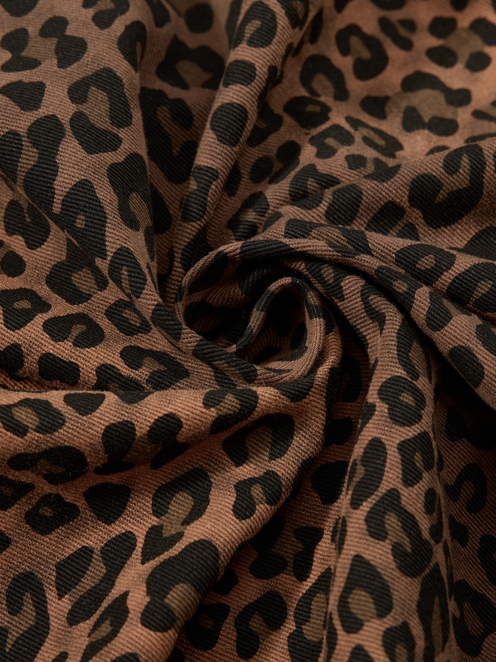 OYL-Lab Leopard Print Flocking Heart Short Sleeve Shirt