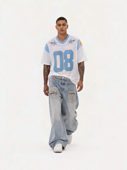 OYL-Lab Leopard Patch Pocket Baggy Balloon Jeans