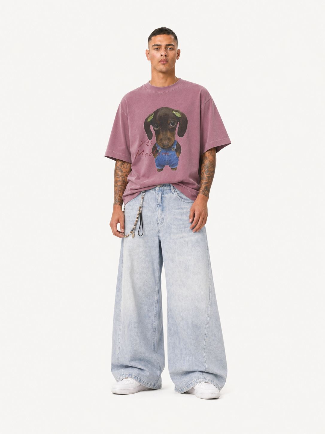 OYL-Lab Curved Seam Baggy Rivet Washed Jeans