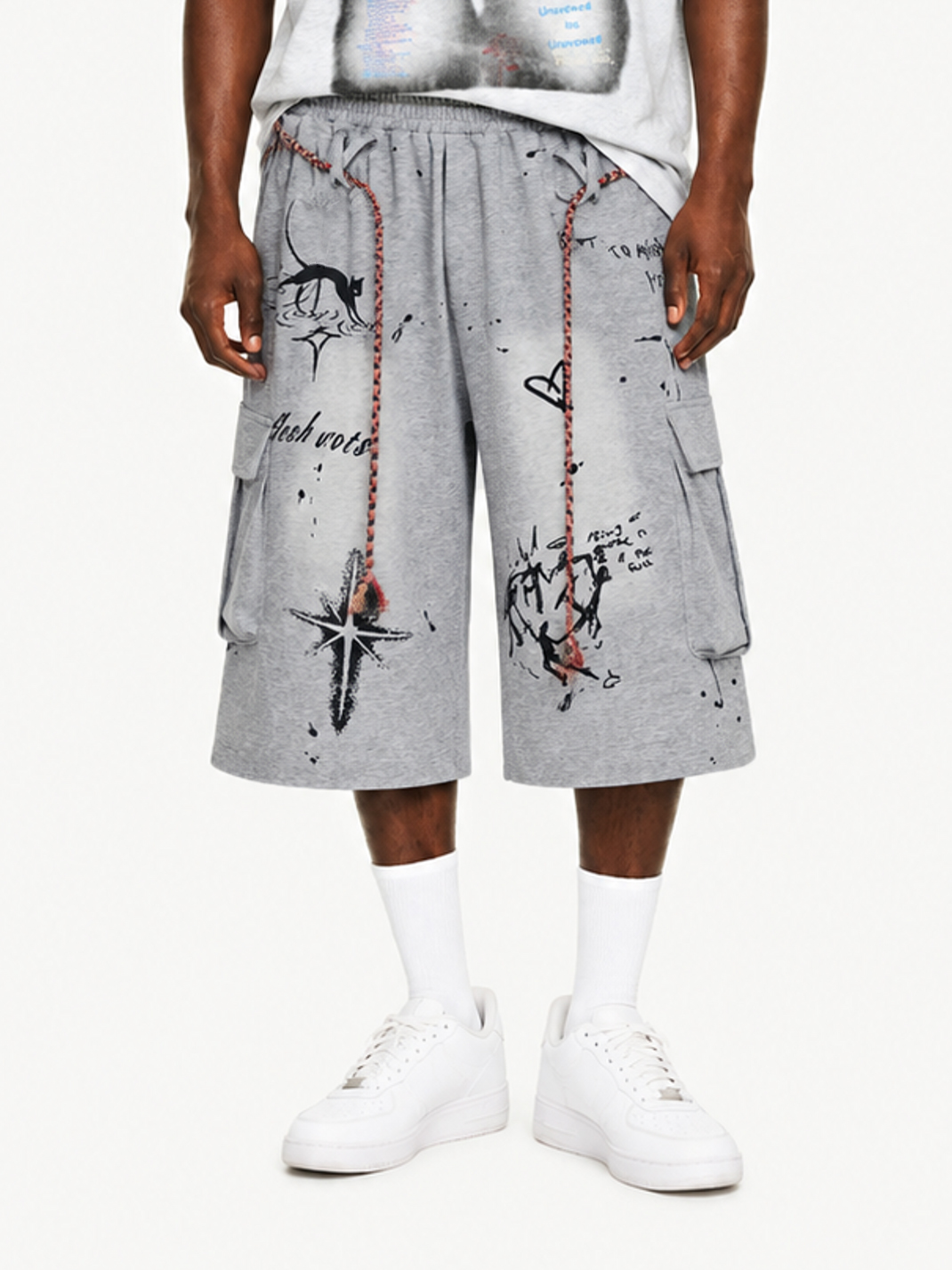 OYL-Lab Graffiti Print Cargo Sweat Shorts
