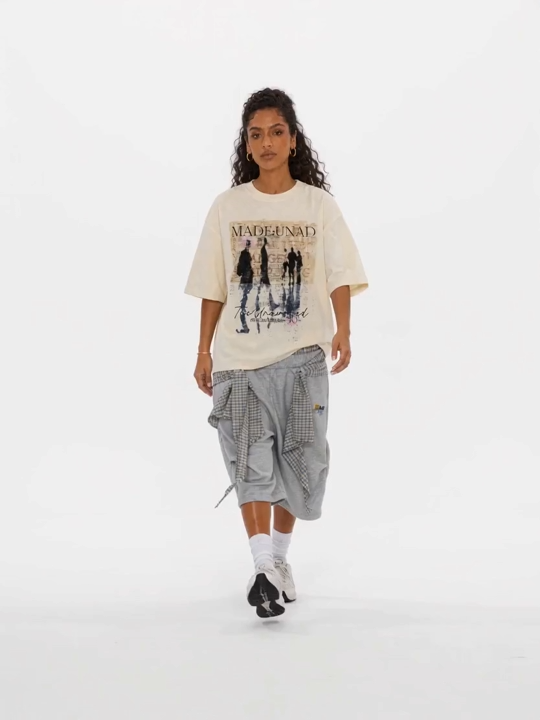 OYL-Lab Layered Plaid Wrap Sweat Shorts