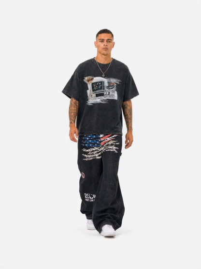 OYL-Lab Wash  Retro Computer Tape Print Tee