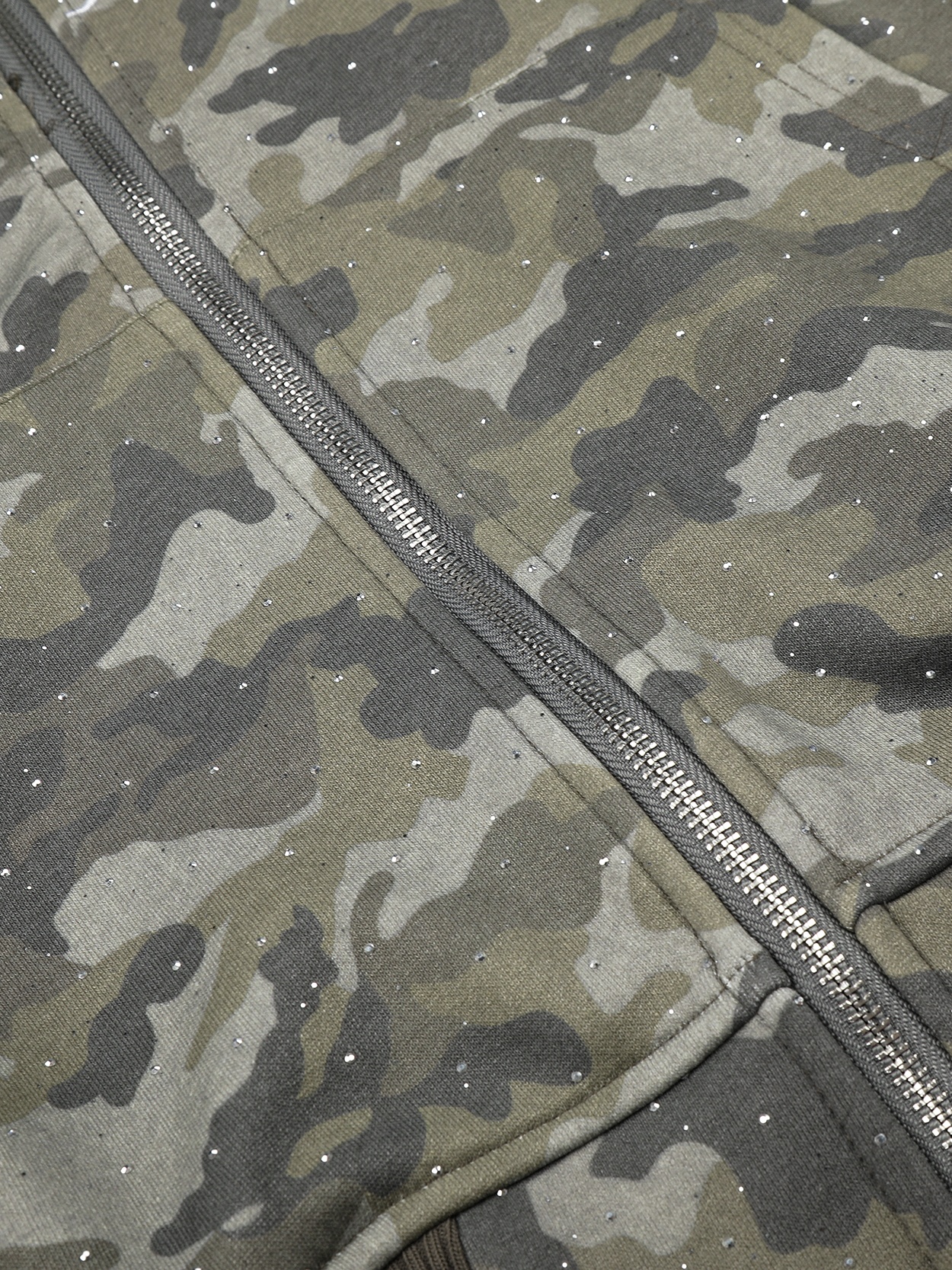 OYL-Lab Sparkle Rhinestone Camo Zip Up Hoodie 