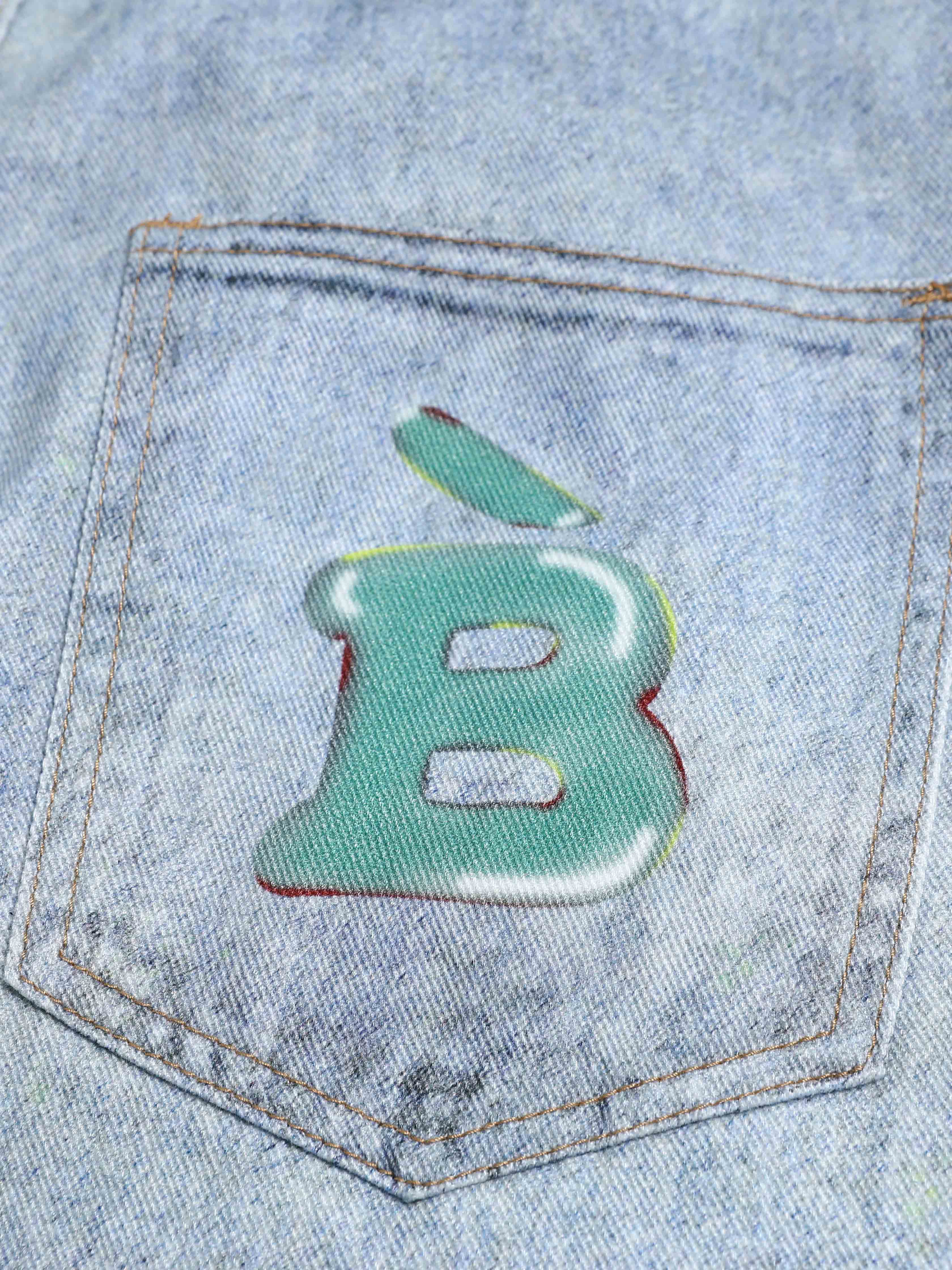 [Copy]OYL-Lab Curved Seam Baggy Rivet Washed Jeans