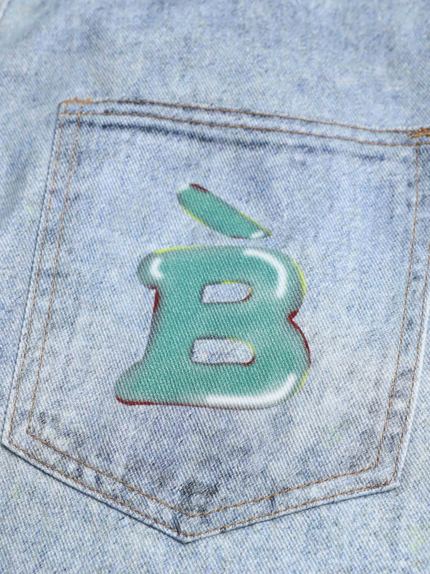 [Copy]OYL-Lab Curved Seam Baggy Rivet Washed Jeans