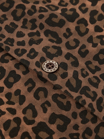 OYL-Lab Leopard Print Flocking Heart Short Sleeve Shirt