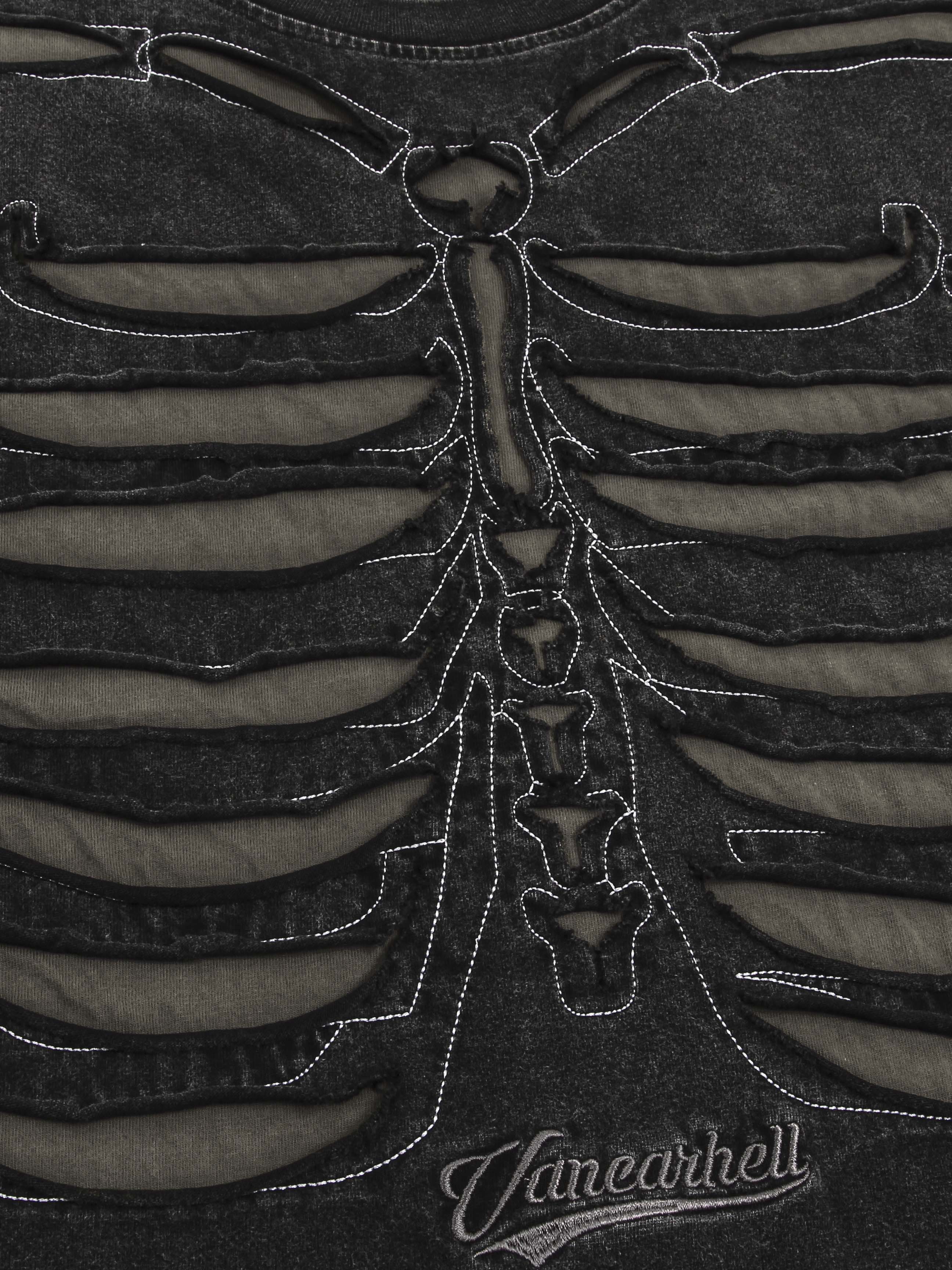 OYL-Lab Cutout Skeleton  Embroidery Washed Tee