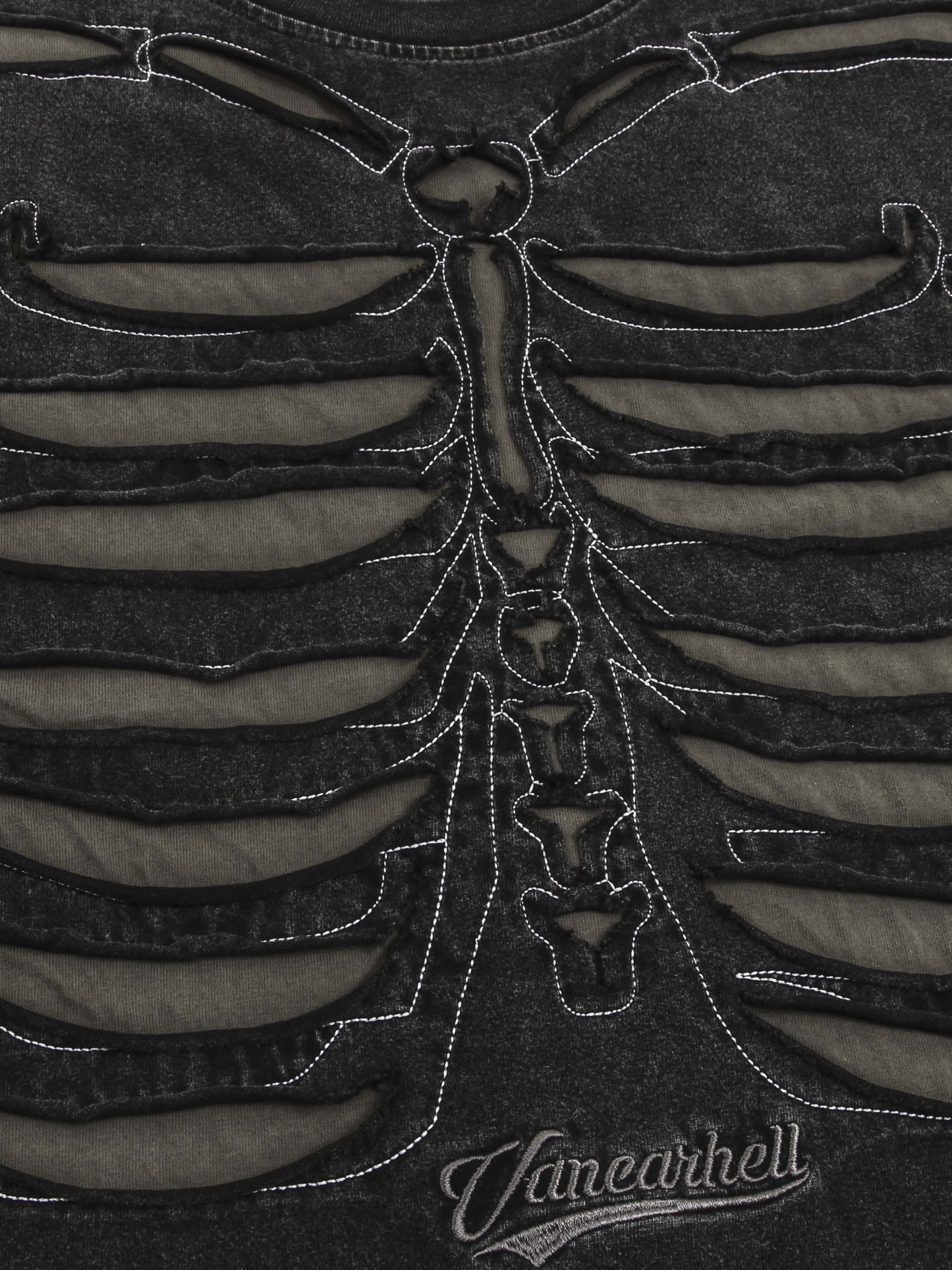 OYL-Lab Cutout Skeleton  Embroidery Washed Tee
