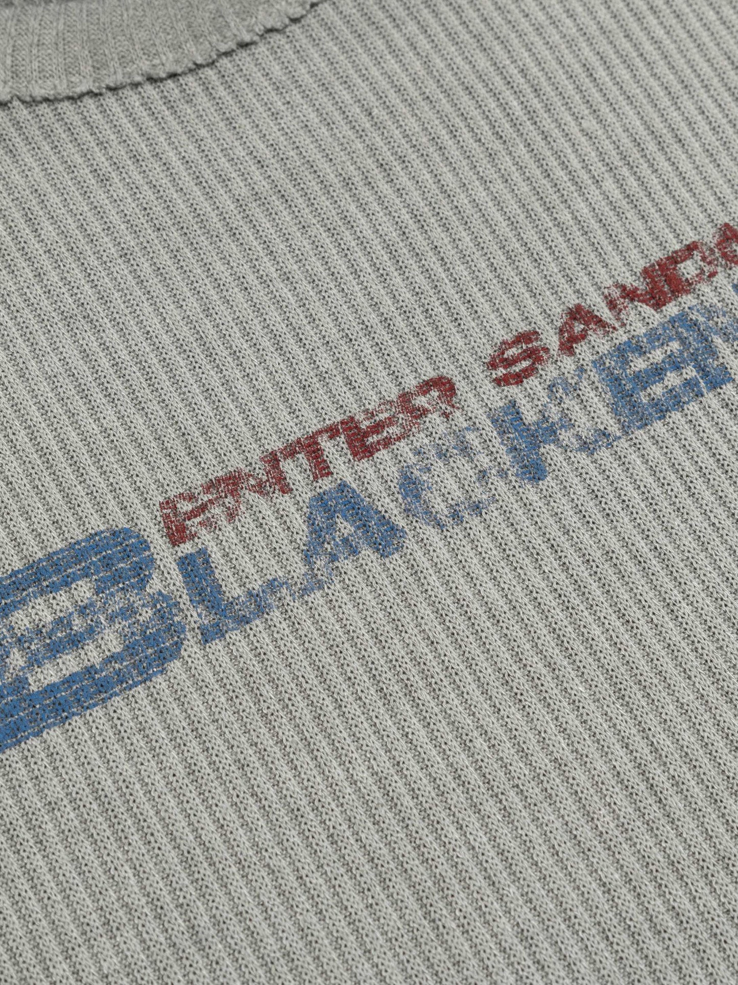 OYL-Lab Waffle Rib Distressed Letter Print Tee