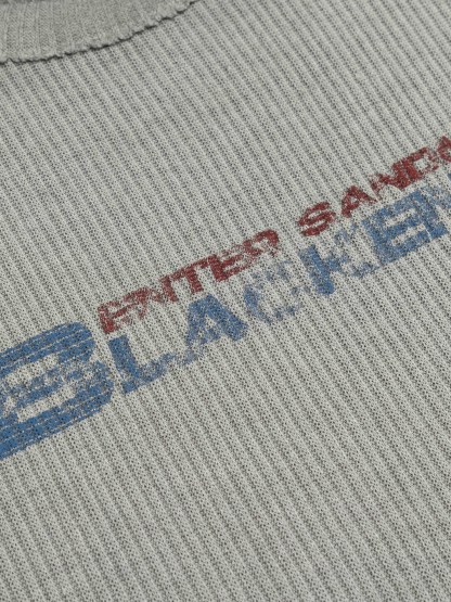 OYL-Lab Waffle Rib Distressed Letter Print Tee