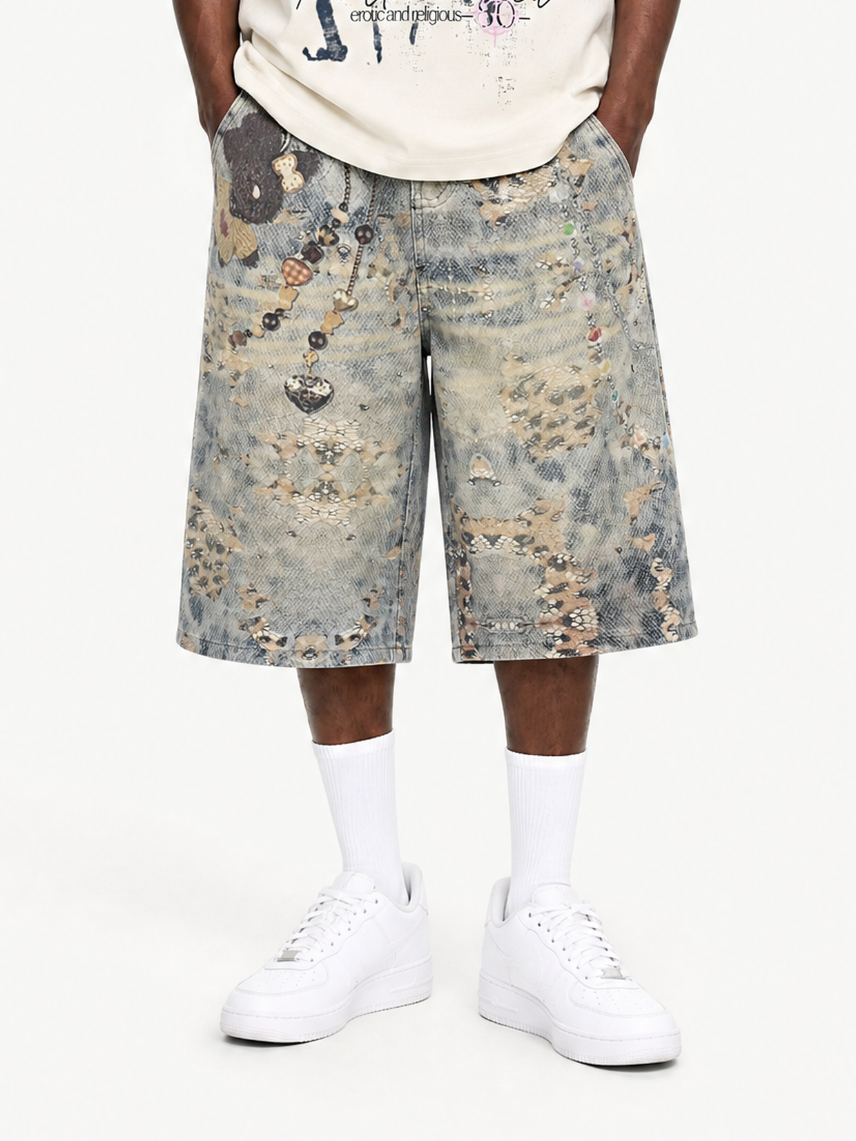 [Copy][Copy][Copy][Copy][Copy]OYL-Lab Star Patch Washed Denim Jorts