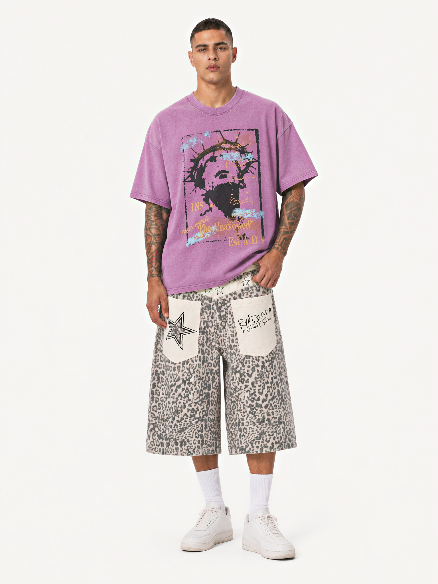 OYL-Lab Leopard Star Patch Jorts