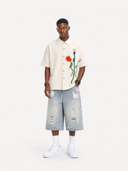 OYL-Lab 3D Floral Short Sleeve Shirt