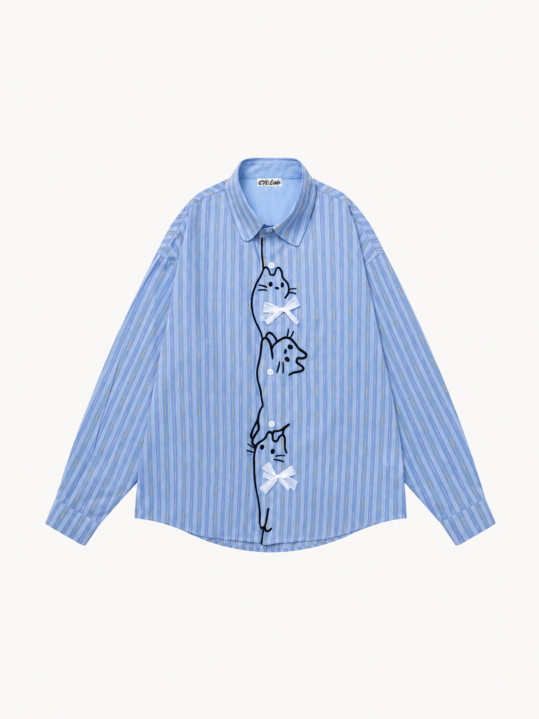 OYL-Lab Cat Embroidery Long Sleeve Shirt