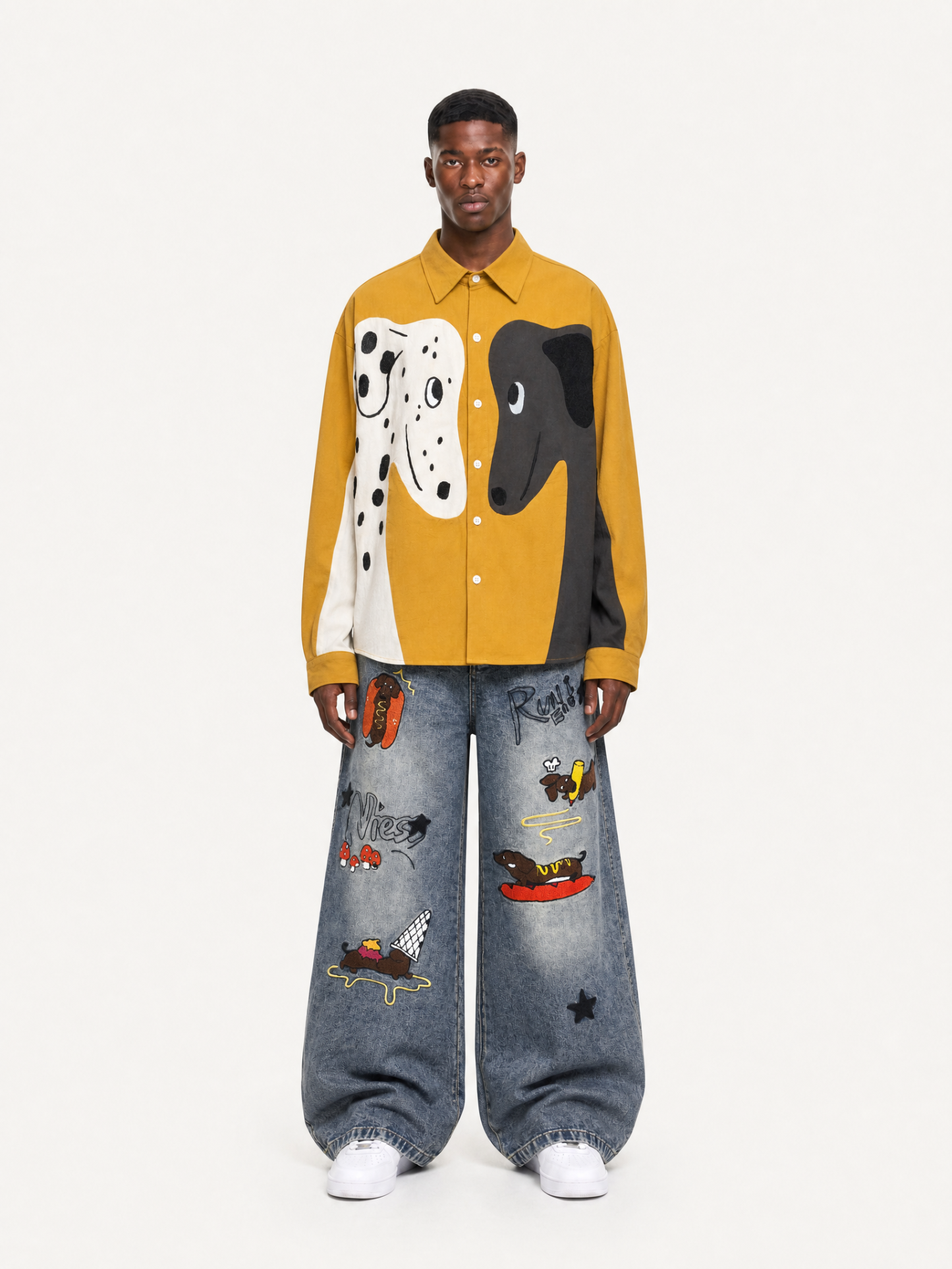 OYL-Lab Dog Embroidery Long Sleeve Shirt