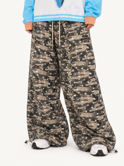 OYL-Lab Camo Star Print Baggy Track Pants