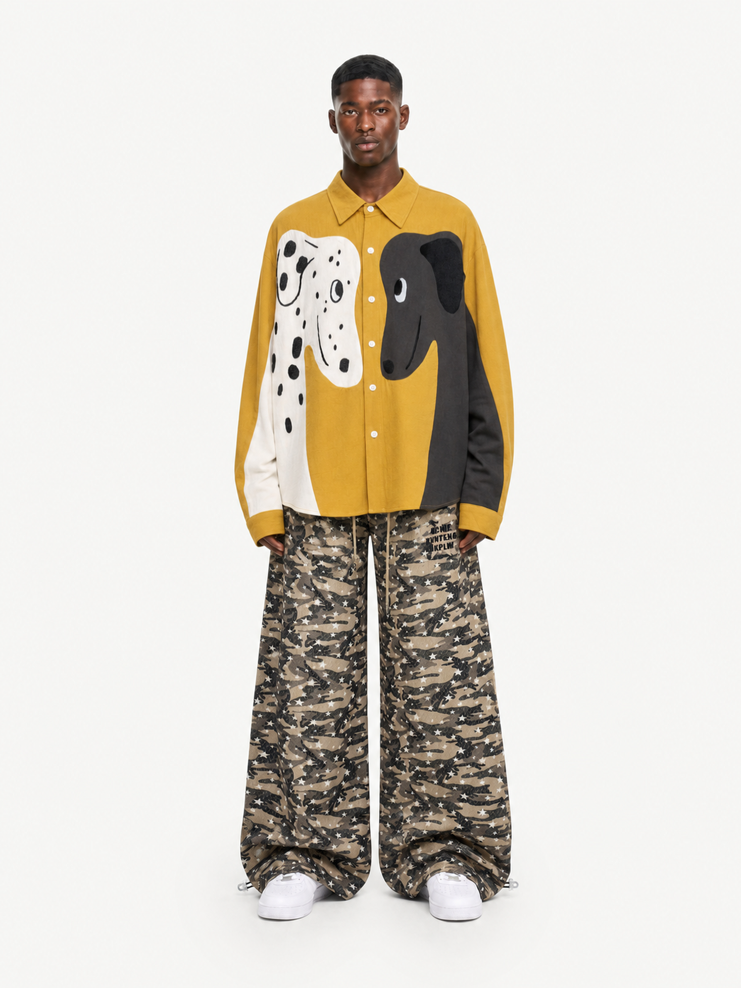 OYL-Lab Camo Star Print Baggy Track Pants