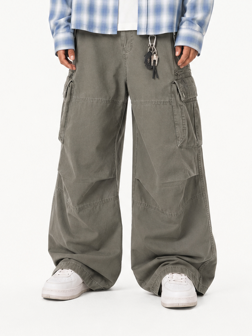 OYL-Lab Vintage Washed Multi-Pocket Cargo Pants