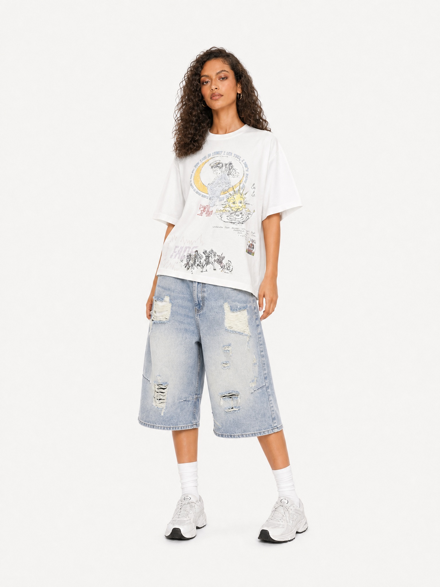 OYL-Lab Distressed Ripped Baggy Denim Jorts