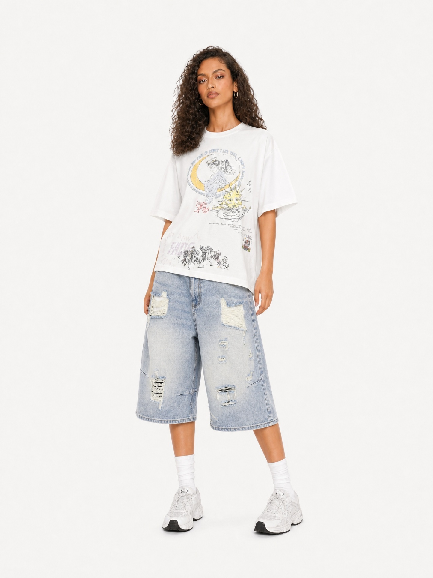 OYL-Lab Distressed Ripped Baggy Denim Jorts