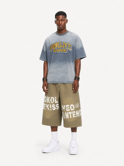 OYL-Lab Vintage  Letter Jorts