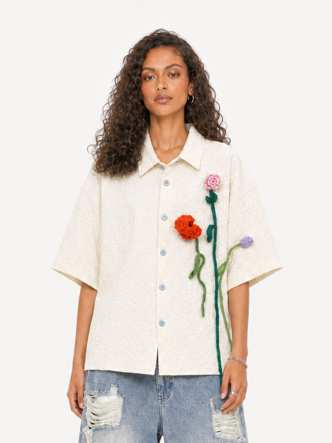 OYL-Lab 3D Floral Short Sleeve Shirt
