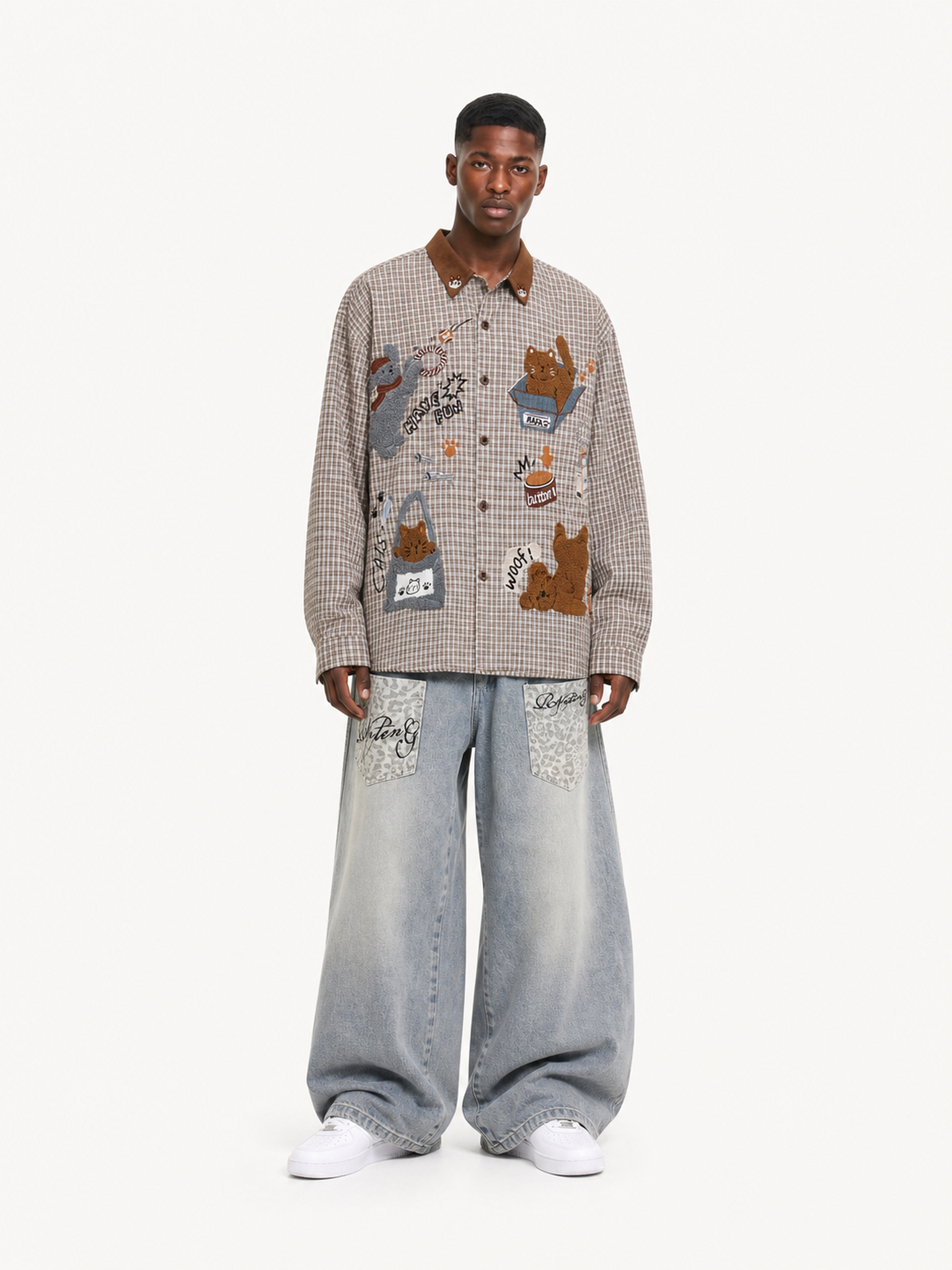 [Copy][Copy]OYL-Lab Cat Embroidery Long Sleeve Shirt