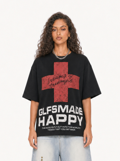 OYL-Lab Vintage Waffle Knit Cross  Tee