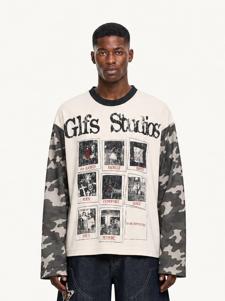 OYL-Lab Waffle Camo Vintage Long Sleeve Tee