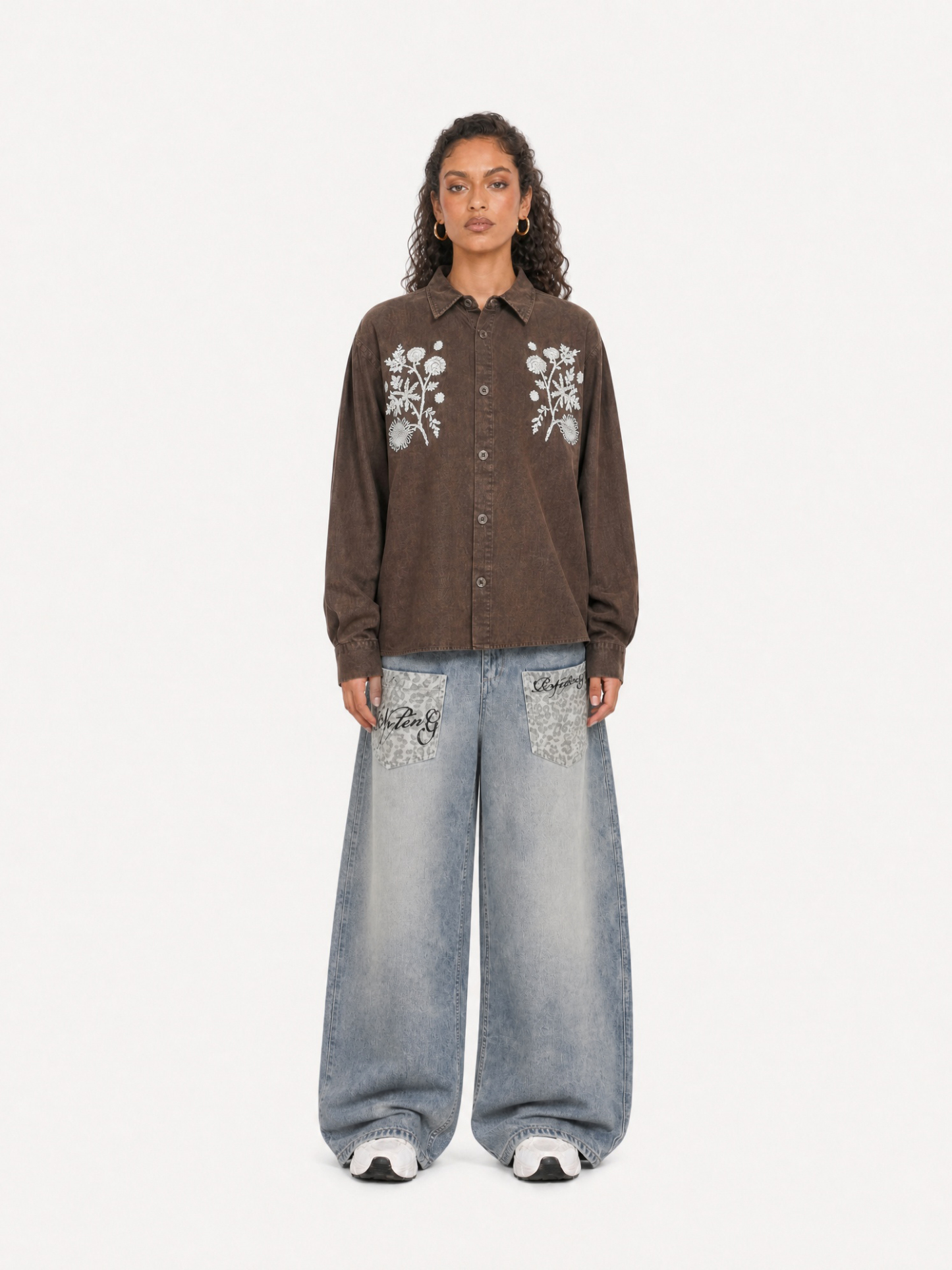 OYL-Lab Floral Embroidery Long Sleeved Shirt