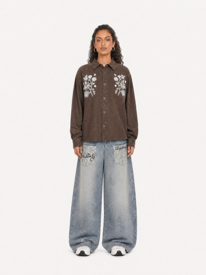 OYL-Lab Floral Embroidery Long Sleeved Shirt