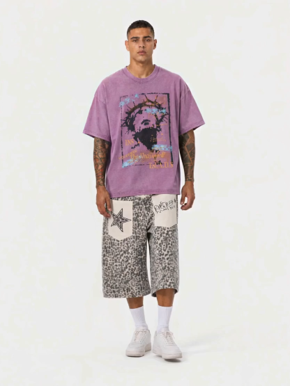 OYL-Lab Leopard Star Patch Jorts