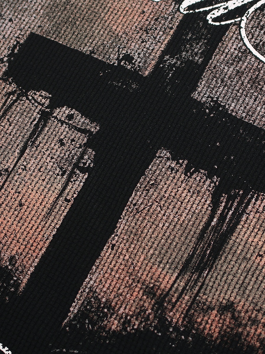 OYL-Lab Waffle Knit Cross Vintage Tee