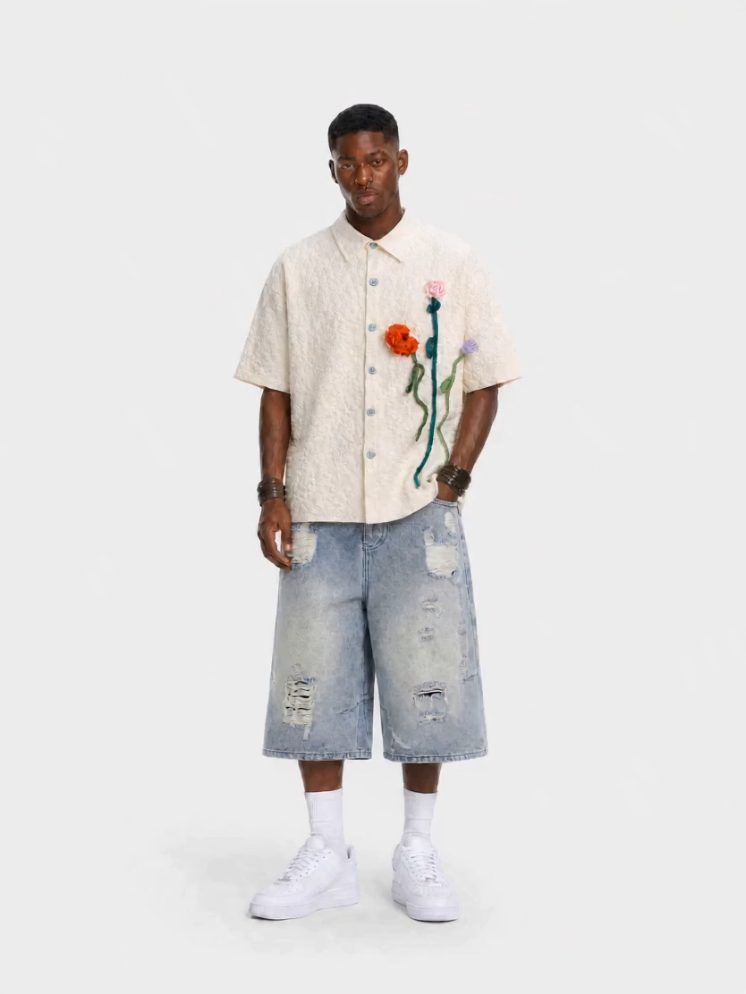 OYL-Lab 3D Floral Short Sleeve Shirt