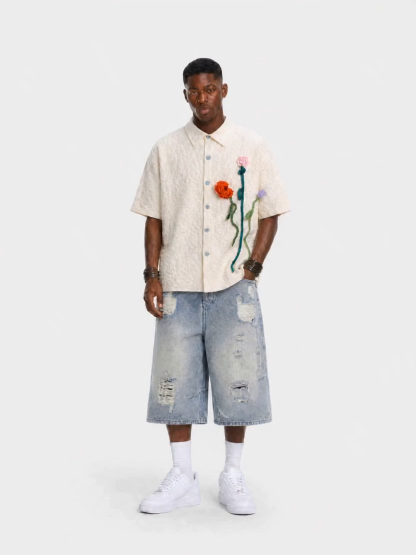 OYL-Lab 3D Floral Short Sleeve Shirt